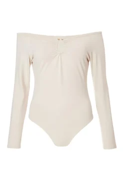 Quiz Day Tops|Bardot Tops>Cream Bardot Bodysuit
