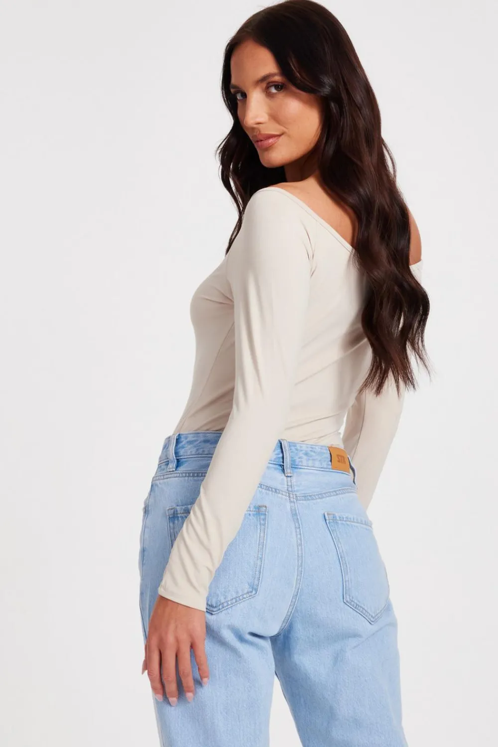 Quiz Day Tops|Bardot Tops>Cream Bardot Bodysuit