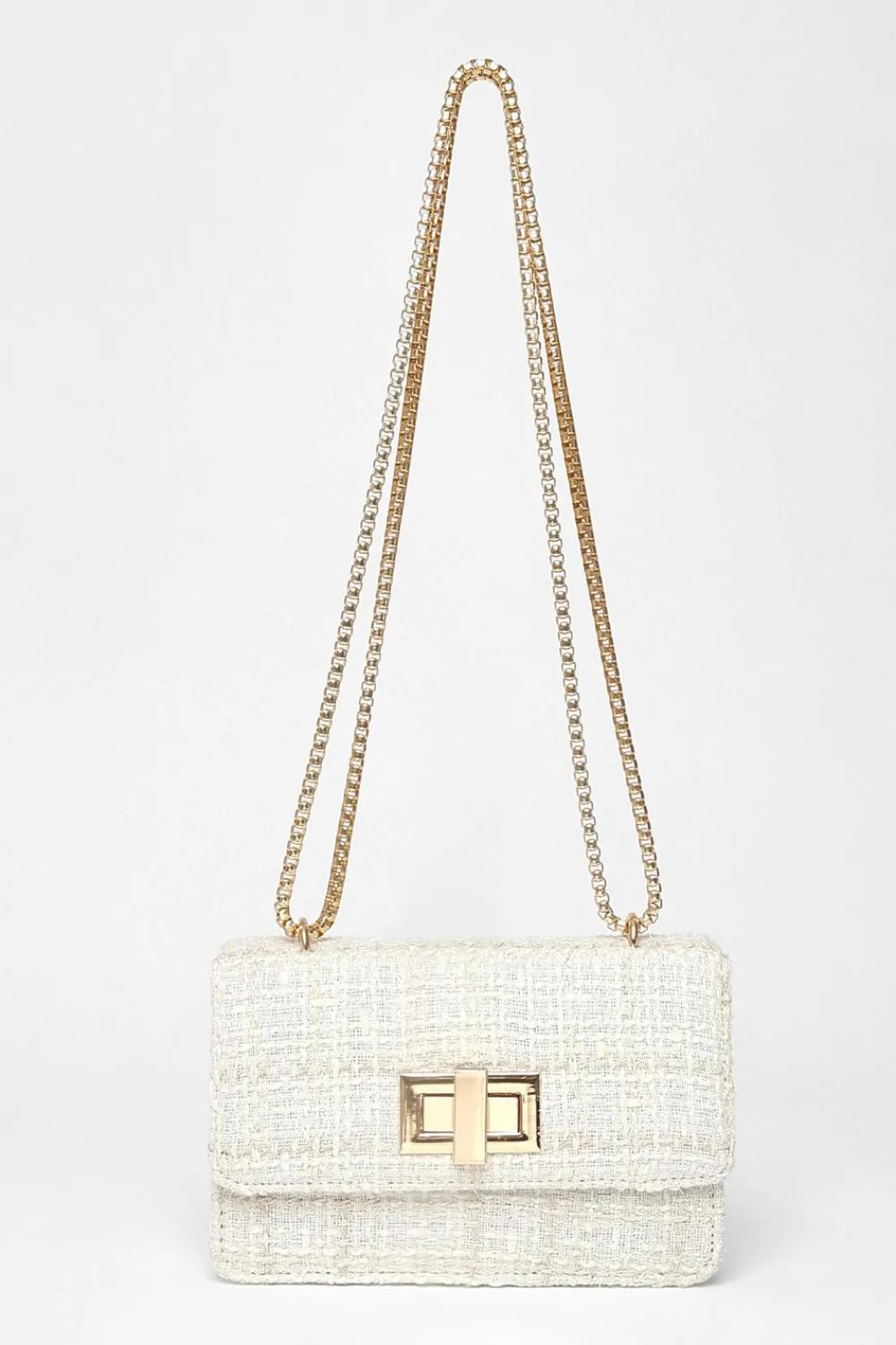 Quiz Bags>Cream Boucle Cross Body Bag