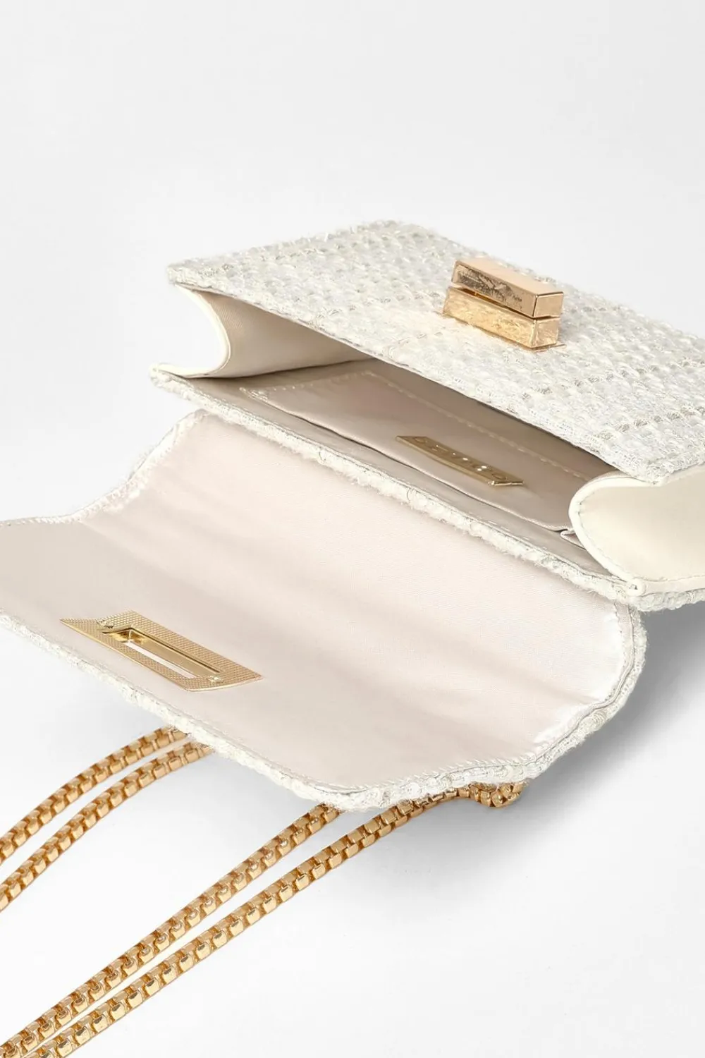 Quiz Bags>Cream Boucle Cross Body Bag