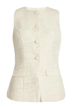 Quiz Waistcoat|Going Out Tops>Cream Boucle Sequin Waistcoat