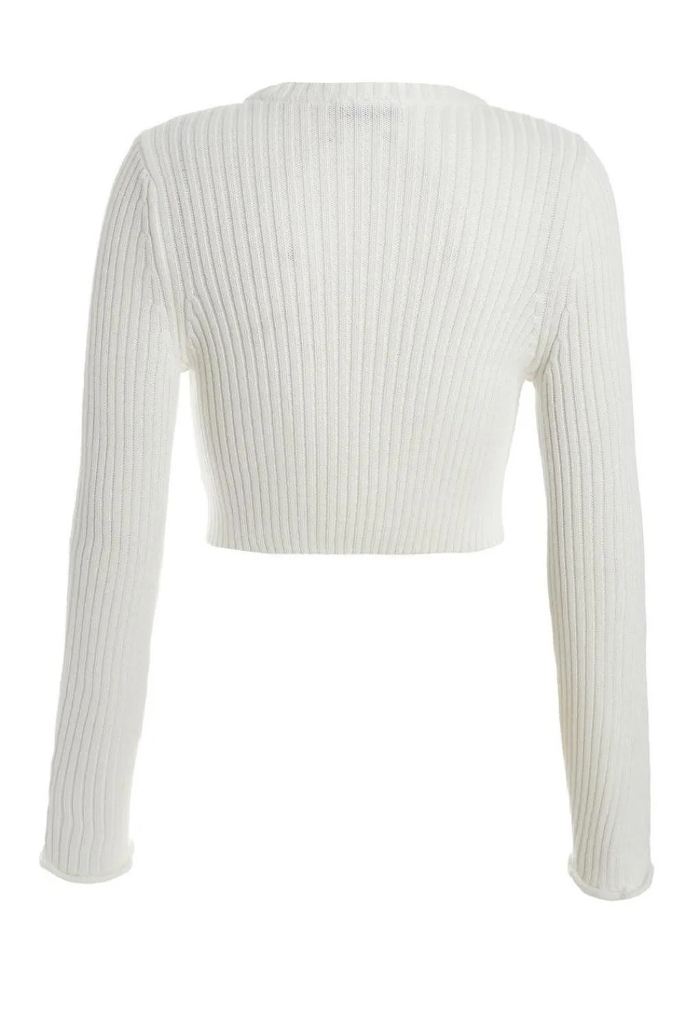 Quiz Knitwear|Casual Clothing>Cream Bow Front Cropped Jumper