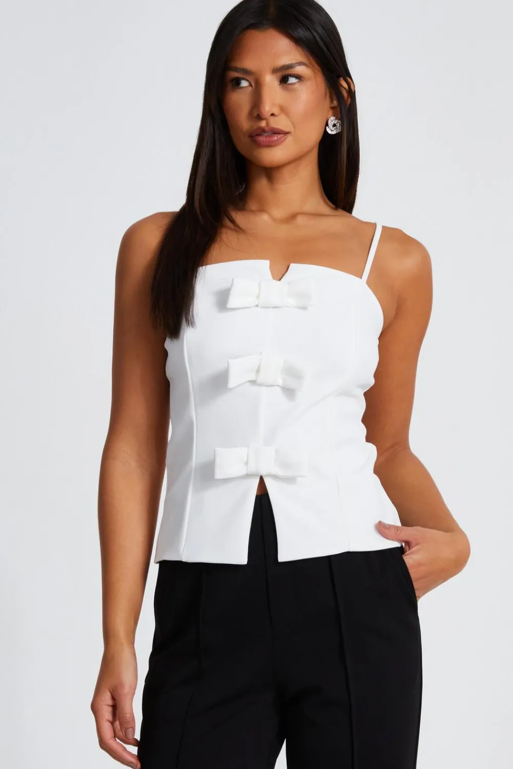 Quiz Going Out Tops|Day Tops>Bow Front Strappy Top