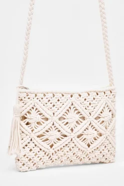 Quiz Holiday Accessories|Bags>Cream Crochet Cross Body Bag