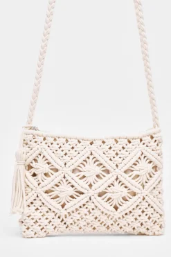 Quiz Holiday Accessories|Bags>Cream Crochet Cross Body Bag