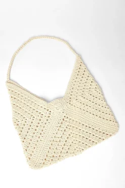 Quiz Holiday Accessories|Bags>Cream Crochet Shoulder Bag