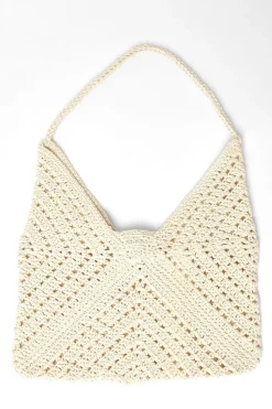 Quiz Holiday Accessories|Bags>Cream Crochet Shoulder Bag