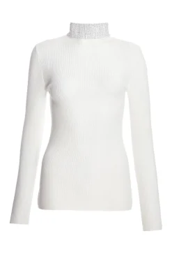 Quiz Workwear|Knitwear>Diamante Turtle Neck Jumper