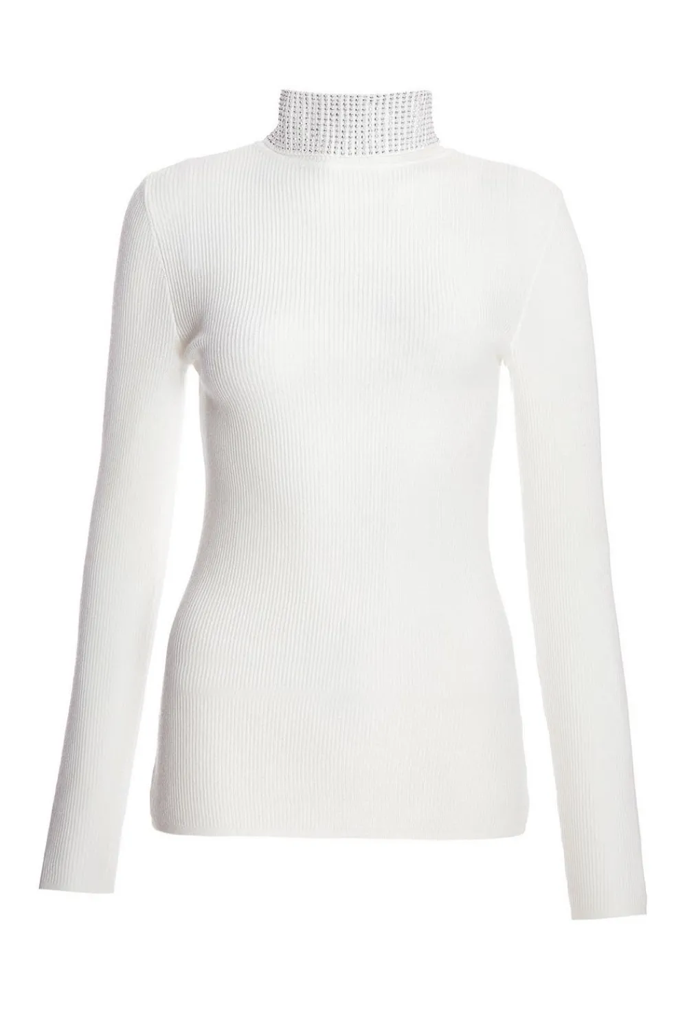 Quiz Workwear|Knitwear>Diamante Turtle Neck Jumper