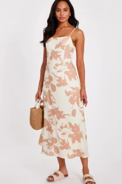 Quiz Summer Clothes|Holiday>Cream Floral Print Midi Dress