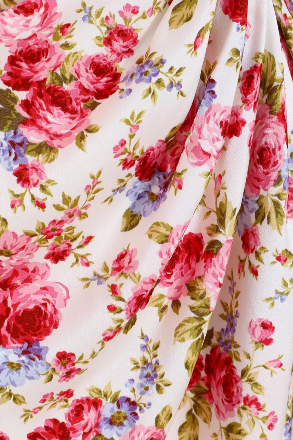 Quiz Midi Dresses|Floral Dresses>Cream Floral Satin Ruched Midi Dress