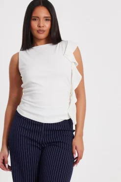 Quiz Going Out Tops|Day Tops>Cream Frill Detail Top