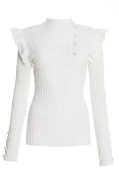 Quiz Knitwear|Jumpers>Cream Knit Frill Jumper