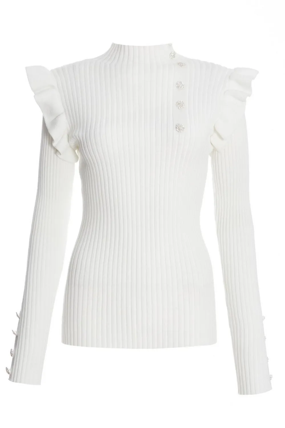 Quiz Knitwear|Jumpers>Cream Knit Frill Jumper