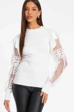 Quiz Knitwear|Jumpers>Knit Mesh Sleeve Jumper