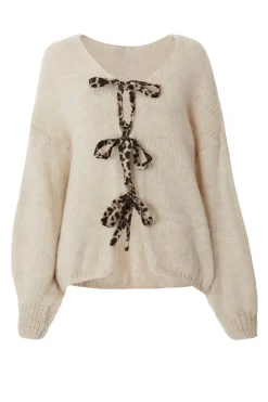Quiz Tops|Knitwear>Cream Knitted Tie Front Cardigan