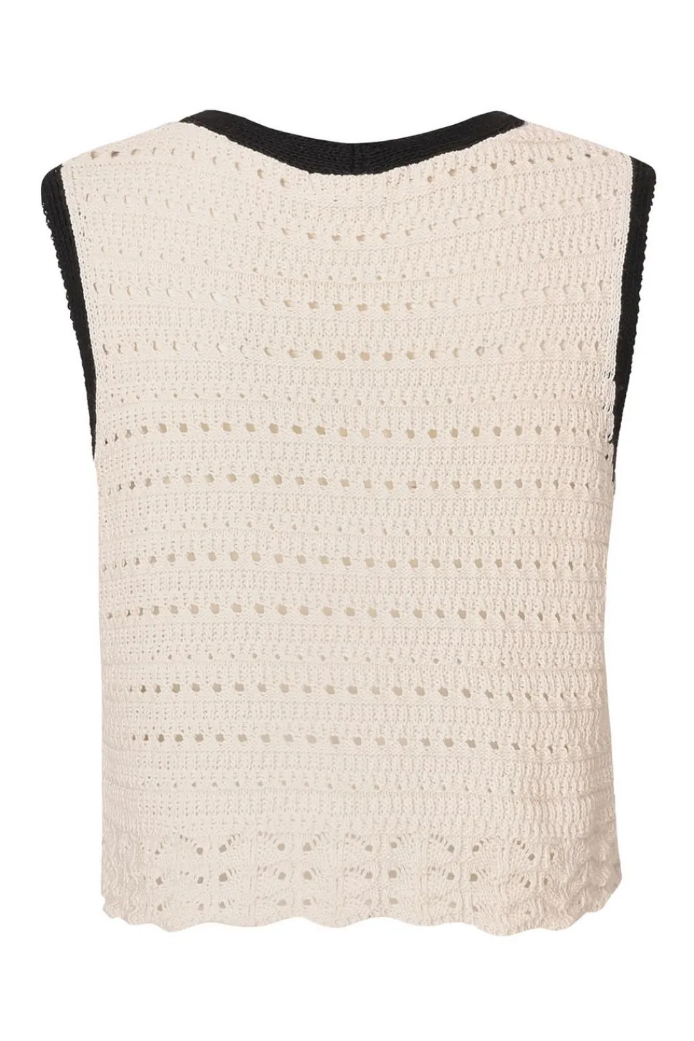 Quiz Waistcoat|Summer Tops>Cream Light Knit Waistcoat