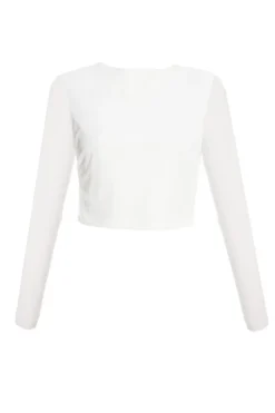 Quiz Crop Tops|Tops>Mesh Long Sleeve Top