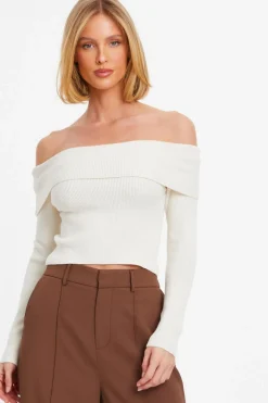 Quiz Bardot Tops|Tops>Ribbed Bardot Jumper