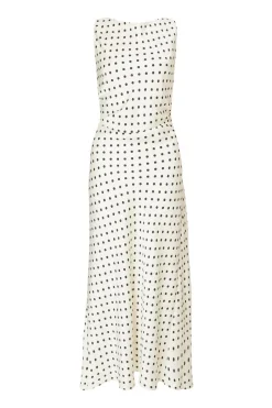 Quiz Day At The Races|Christening Guest>Cream Satin Polka Dot Midaxi Dress