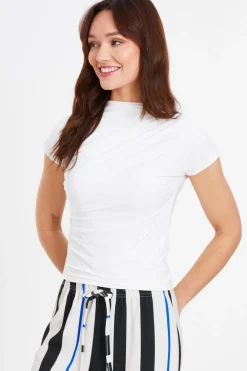 Quiz Summer Tops|Crop Tops>Cream Wrap High Neck Top