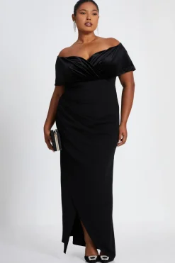 Quiz Prom Dresses|Prom & Ball>Curve Black Bardot Maxi Dress
