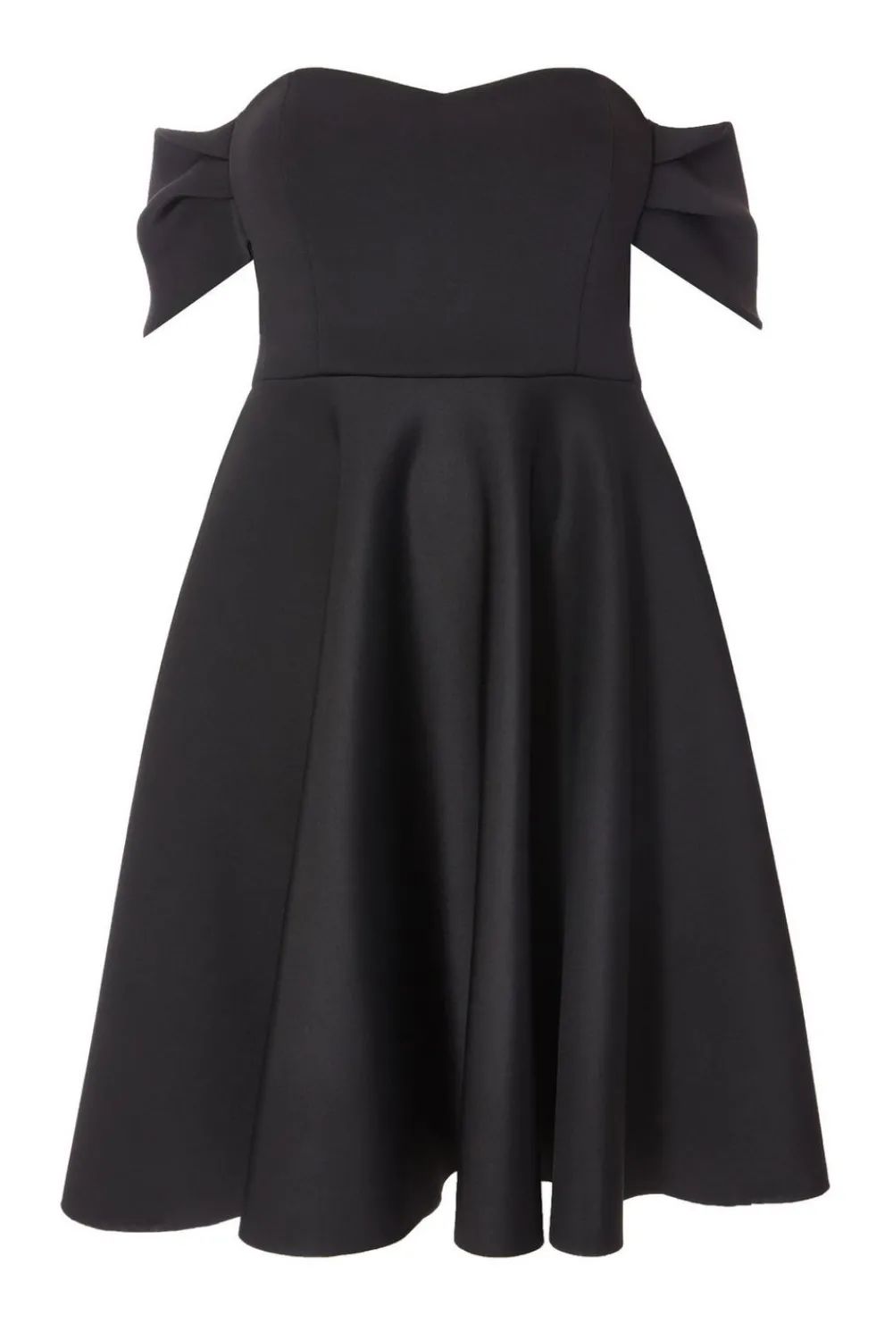 Quiz Evening Dresses|Christening Guest>Curve Black Bardot Midi Skater Dress