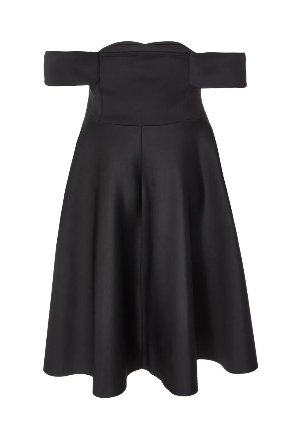 Quiz Evening Dresses|Christening Guest>Curve Black Bardot Midi Skater Dress