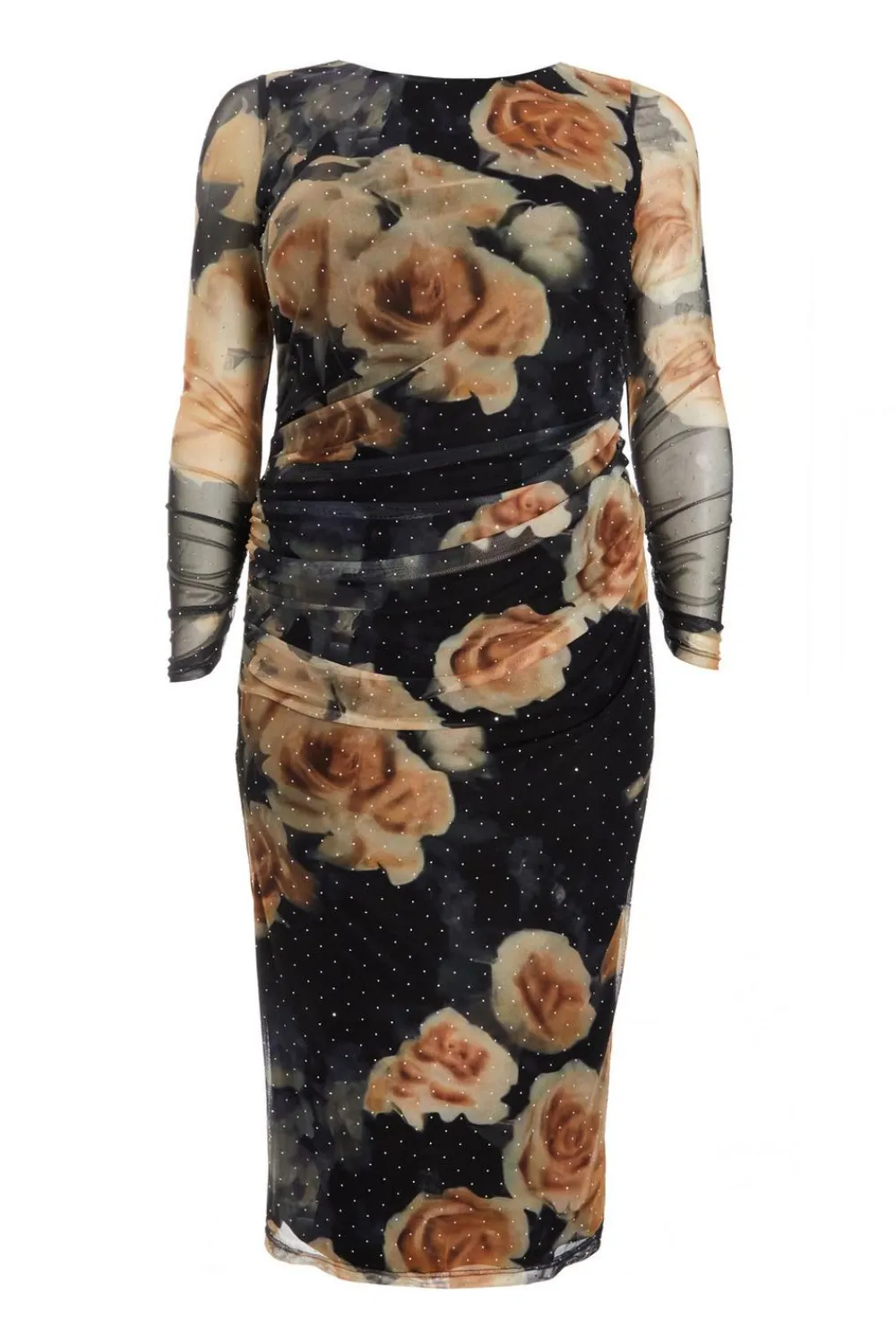 Quiz Wedding Guest Dresses|Occasion Dresses>Curve Black Floral Mesh Midaxi Dress