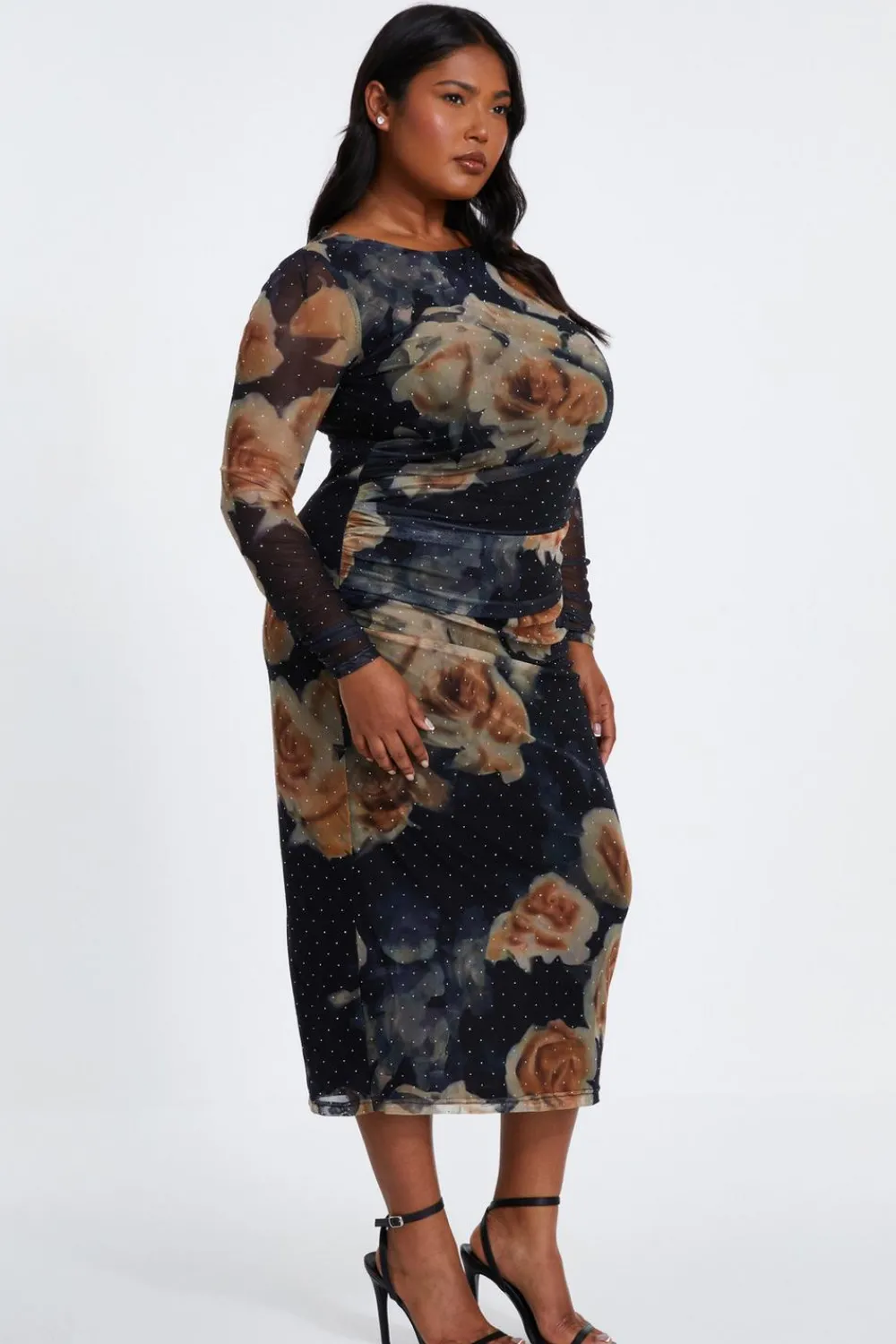 Quiz Wedding Guest Dresses|Occasion Dresses>Curve Black Floral Mesh Midaxi Dress