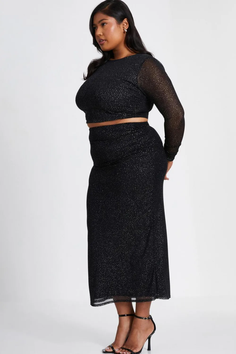Quiz Skirts|Co-Ords>Curve Glitter Mesh Midaxi Skirt