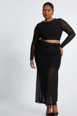 Quiz Crop Tops|Tops>Curve Mesh Crop Top