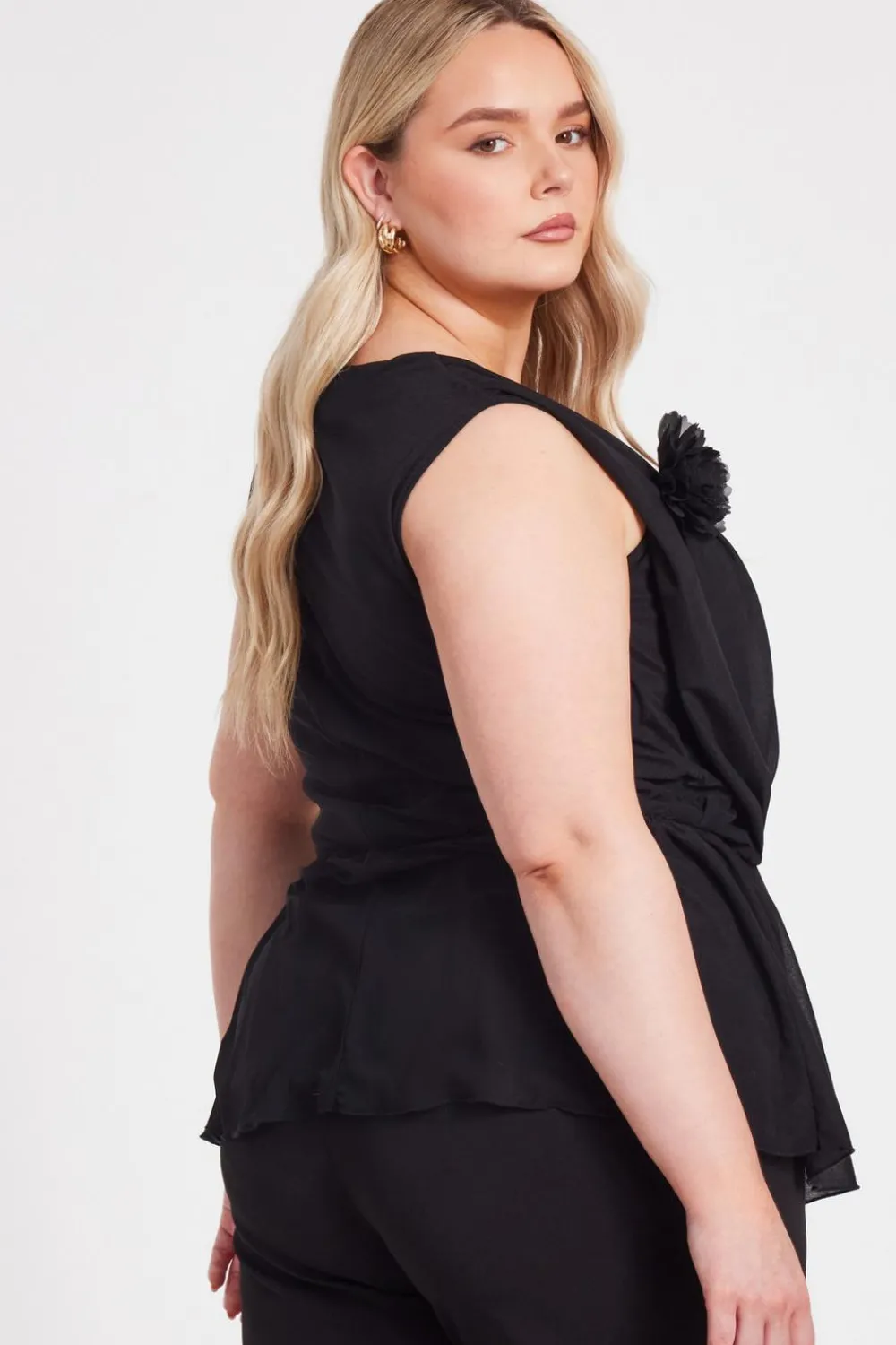 Quiz Shirts & Blouses|Going Out Tops>Curve Black Peplum Top