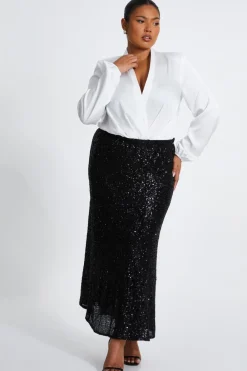 Quiz Skirts|Going Out>Curve Sequin Midaxi Skirt