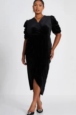 Quiz Evening Dresses|Wrap Dresses>Curve Velvet Wrap Midi Dress