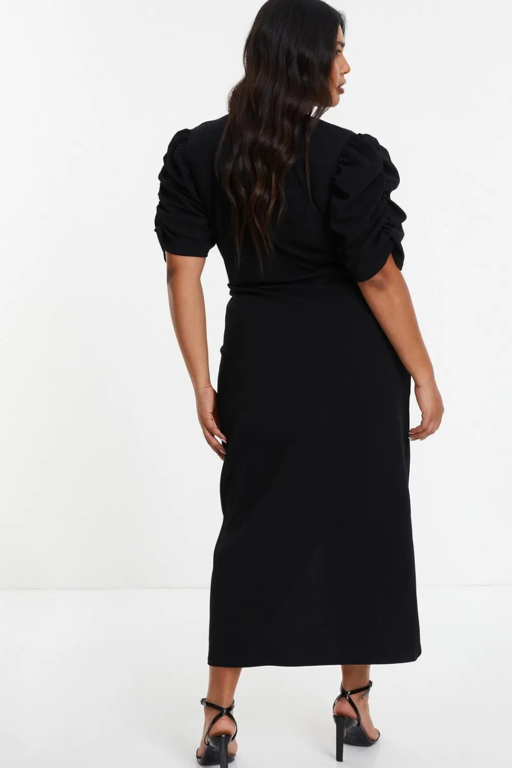 Quiz Wrap Dresses|Midi Dresses>Curve Black Wrap Midi Dress