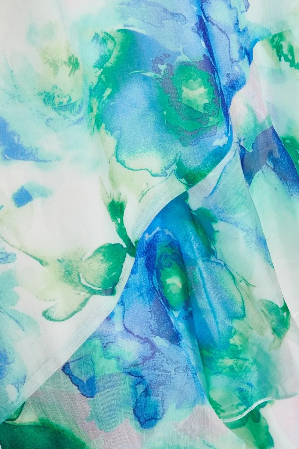 Quiz Day At The Races|Christening Guest>Curve Blue Floral Chiffon Midaxi Dress
