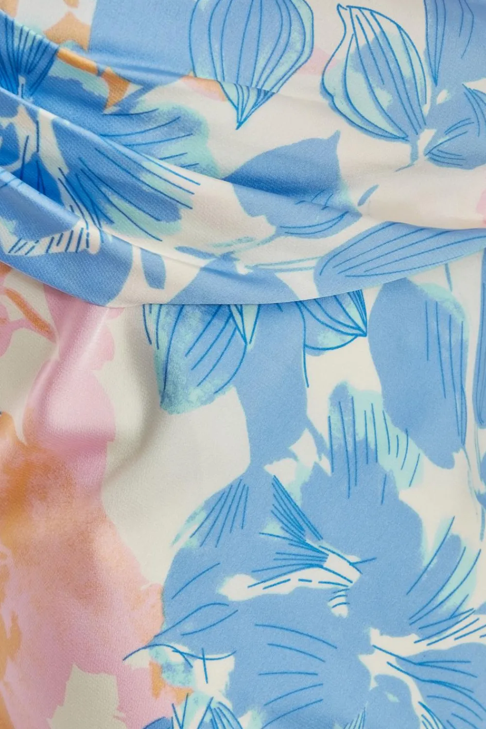 Quiz Day At The Races|Christening Guest>Curve Blue Satin Floral Midaxi Dress