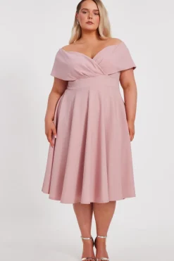 Quiz Day At The Races|Dresses>Curve Bardot Skater Midi Dress