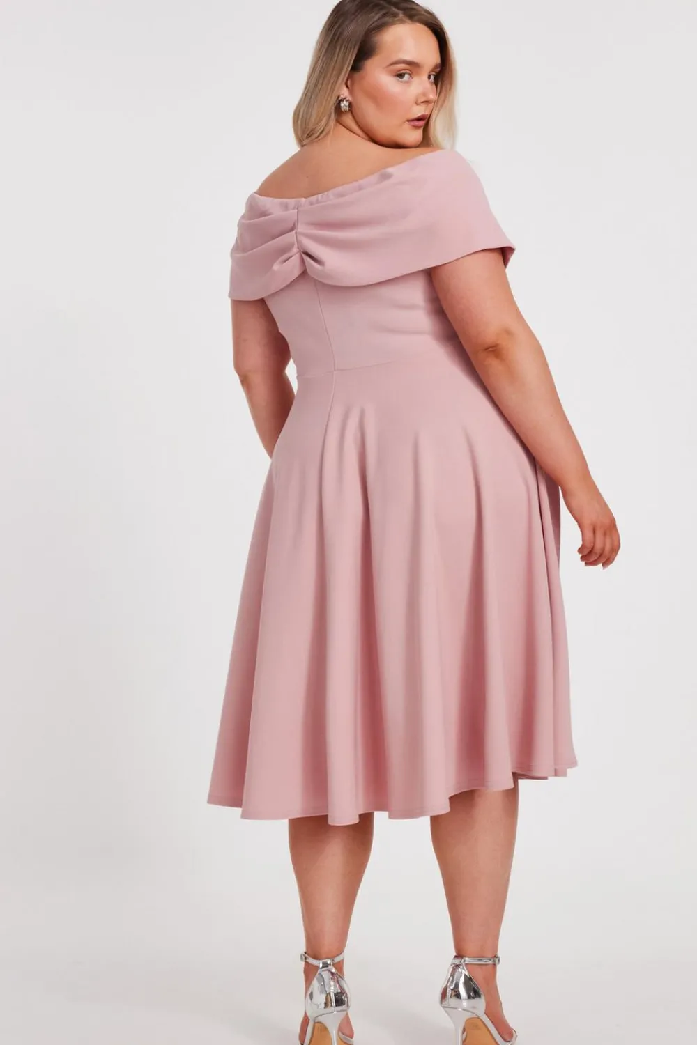 Quiz Day At The Races|Dresses>Curve Bardot Skater Midi Dress