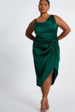Quiz Evening Dresses|Wedding Guest Dresses>Curve Rhinestone Satin Midi Dress