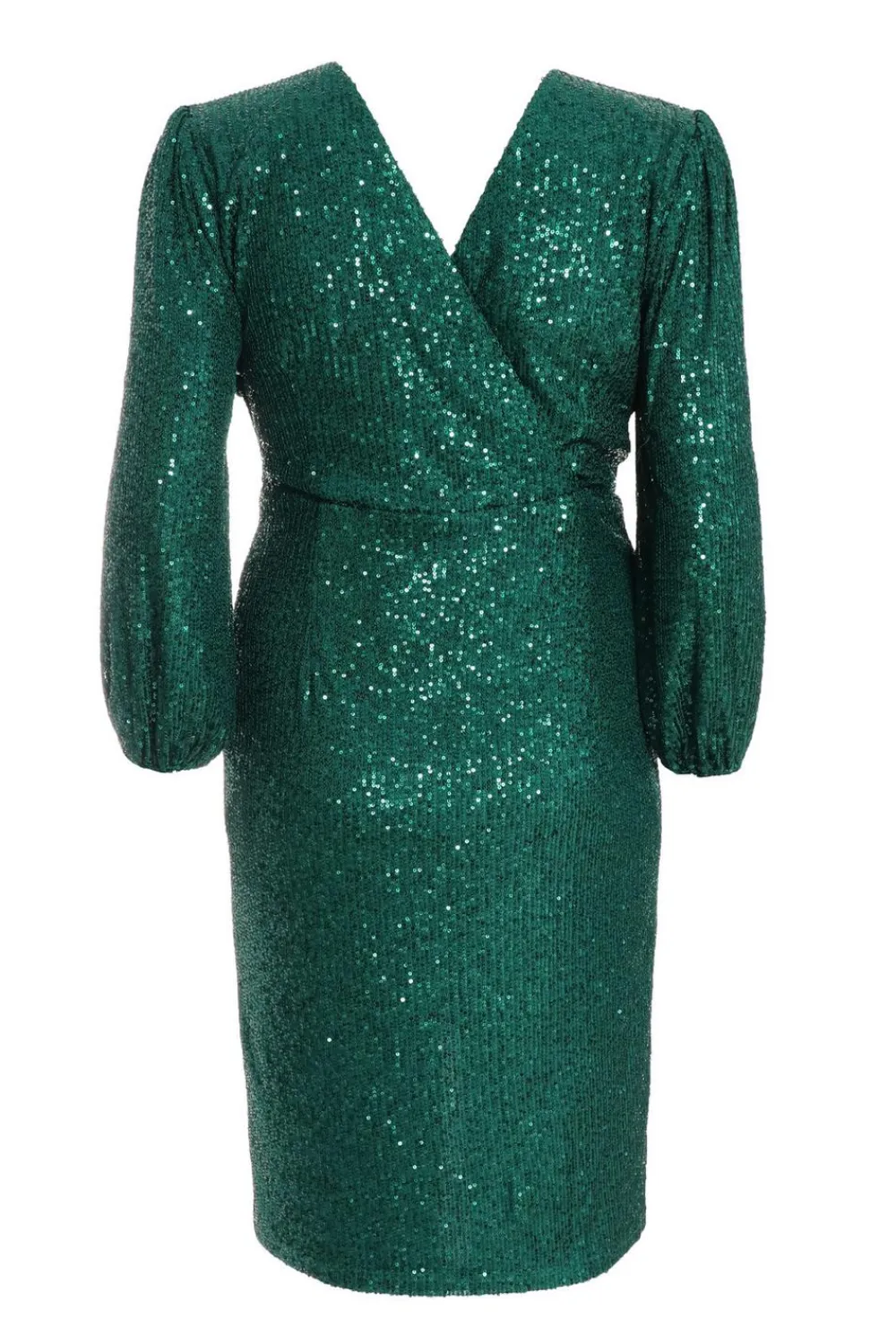 Quiz Wrap Dresses|Midi Dresses>Curve Bottle Green Sequin Midi Dress