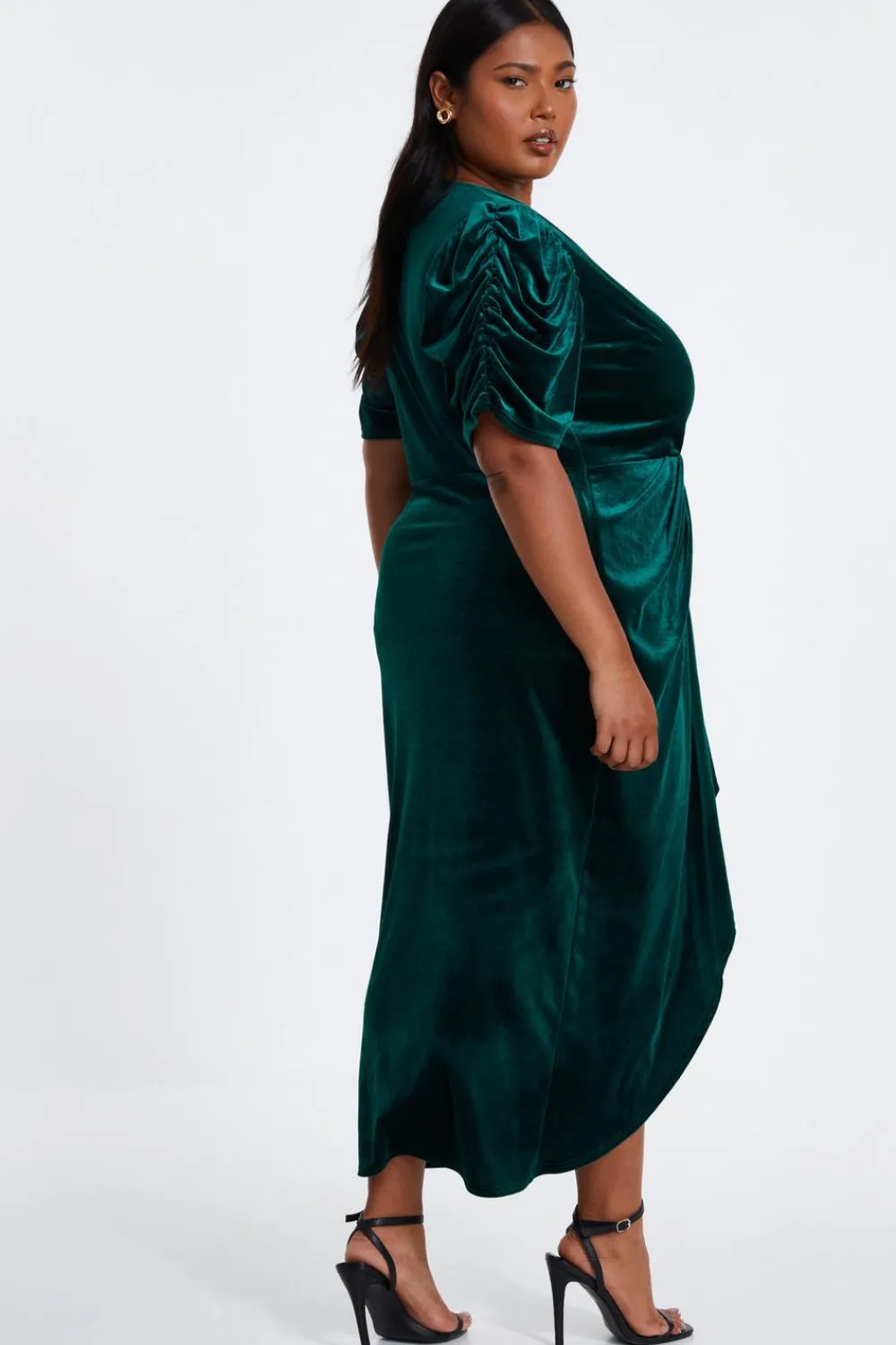Quiz Evening Dresses|Wrap Dresses>Curve Velvet Wrap Midi Dress