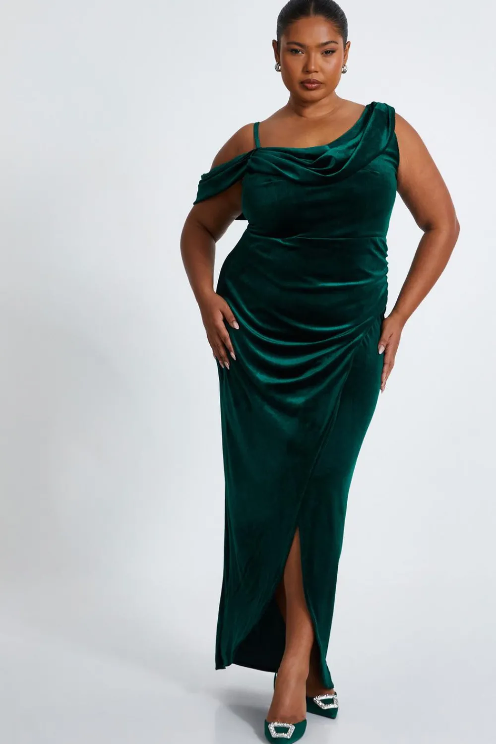 Quiz Evening Dresses|Wrap Dresses>Curve Velvet Maxi Dress