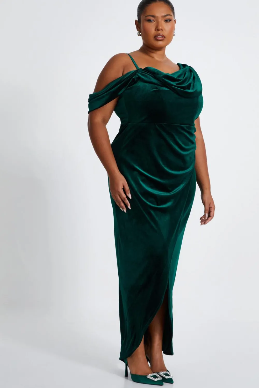 Quiz Evening Dresses|Wrap Dresses>Curve Velvet Maxi Dress