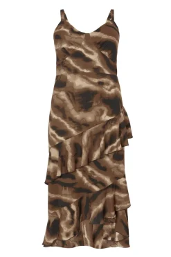 Quiz Day At The Races|Christening Guest>Curve Brown Abstract Chiffon Midaxi Dress
