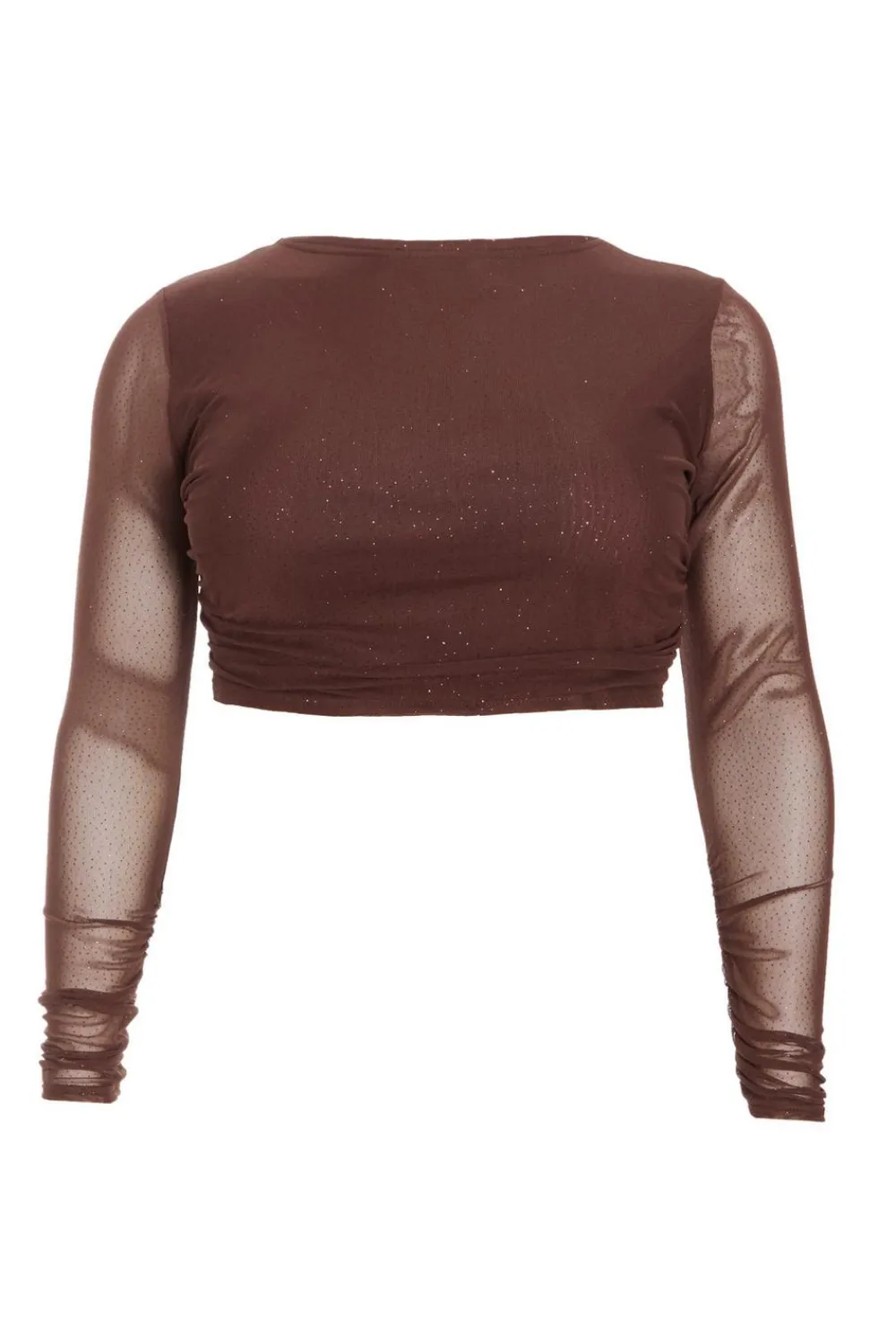 Quiz Going Out Tops|Crop Tops>Curve Glitter Mesh Long Sleeve Top