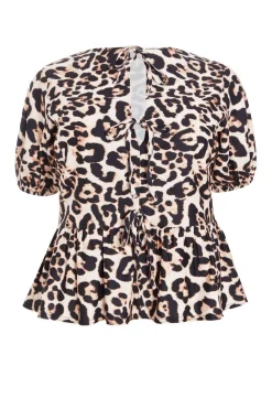 Quiz Summer Tops|Going Out Tops>Curve Leopard Print Tie Top
