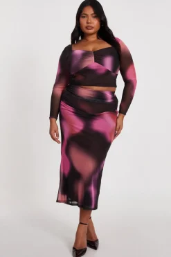 Quiz Skirts|Modest>Curve Brown Marble Midaxi Skirt