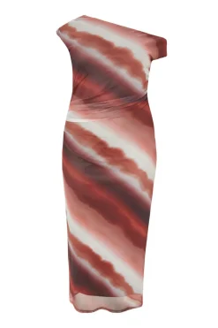 Quiz Holiday|Going Out>Curve Brown Mesh Ombre Midaxi Dress